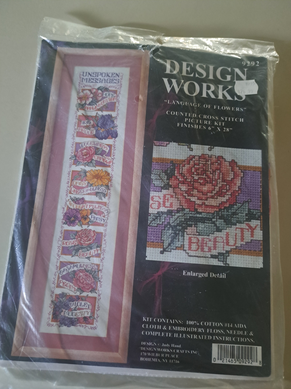 Design Works "Language of Flowers" Counted Cross Stitch Kit - Floral Rose Panel